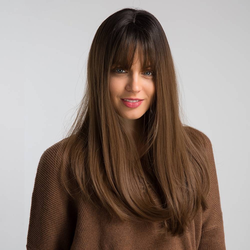 The "Parisian Chic" Ombré Fringe Wig | Premium Vegan Silk (Heat Resistant & Natural Flow)