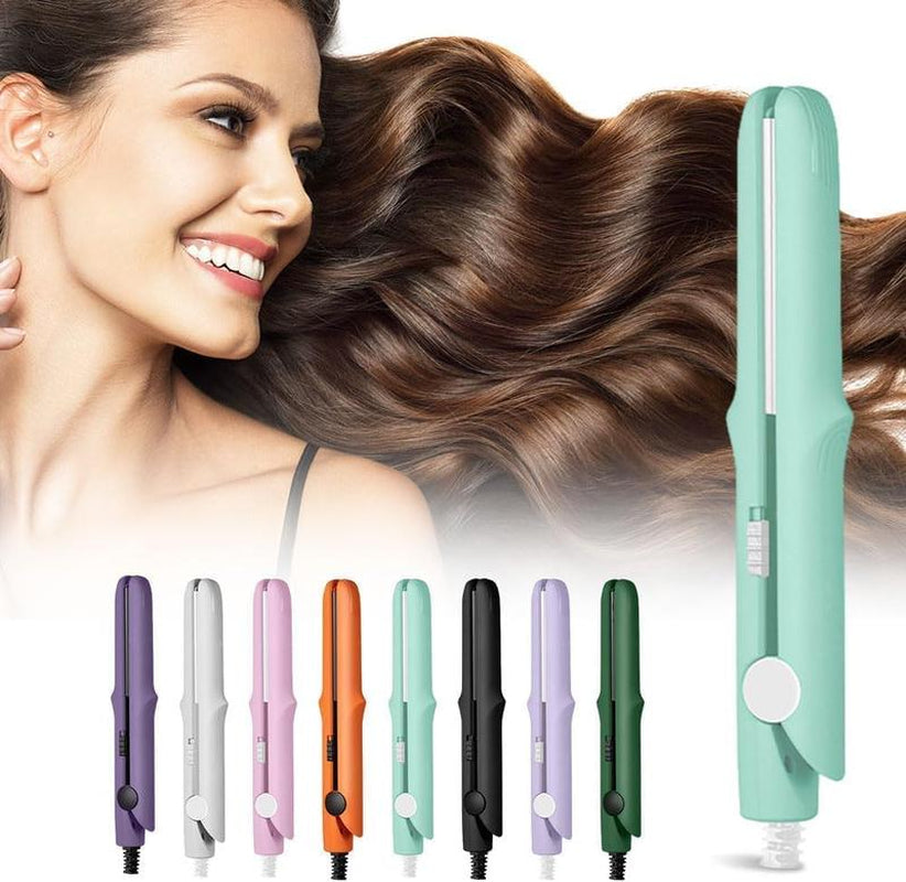 The "Jetsetter" Mini 2-in-1 Flat Iron & Curling Wand | Ceramic Travel Styler (Portable & Anti-Frizz)