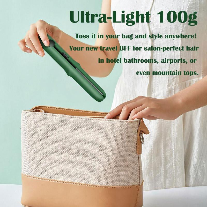 The "Jetsetter" Mini 2-in-1 Flat Iron & Curling Wand | Ceramic Travel Styler (Portable & Anti-Frizz)