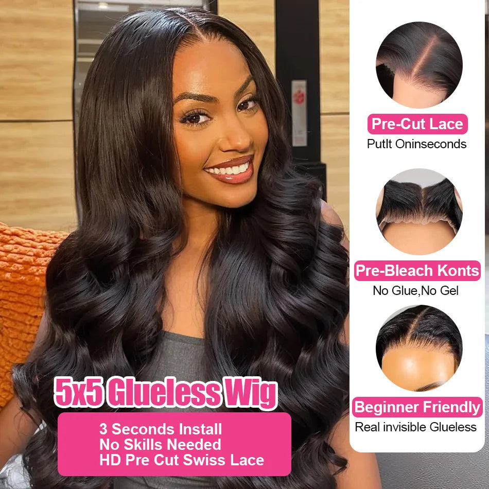 100% Human Hair Weargo Body Wave 13X6 HD Lace Frontal Wigs 30 40 Inch Black Loose Water 13X4 Lace Front Wig 5X5 Glueless Closure