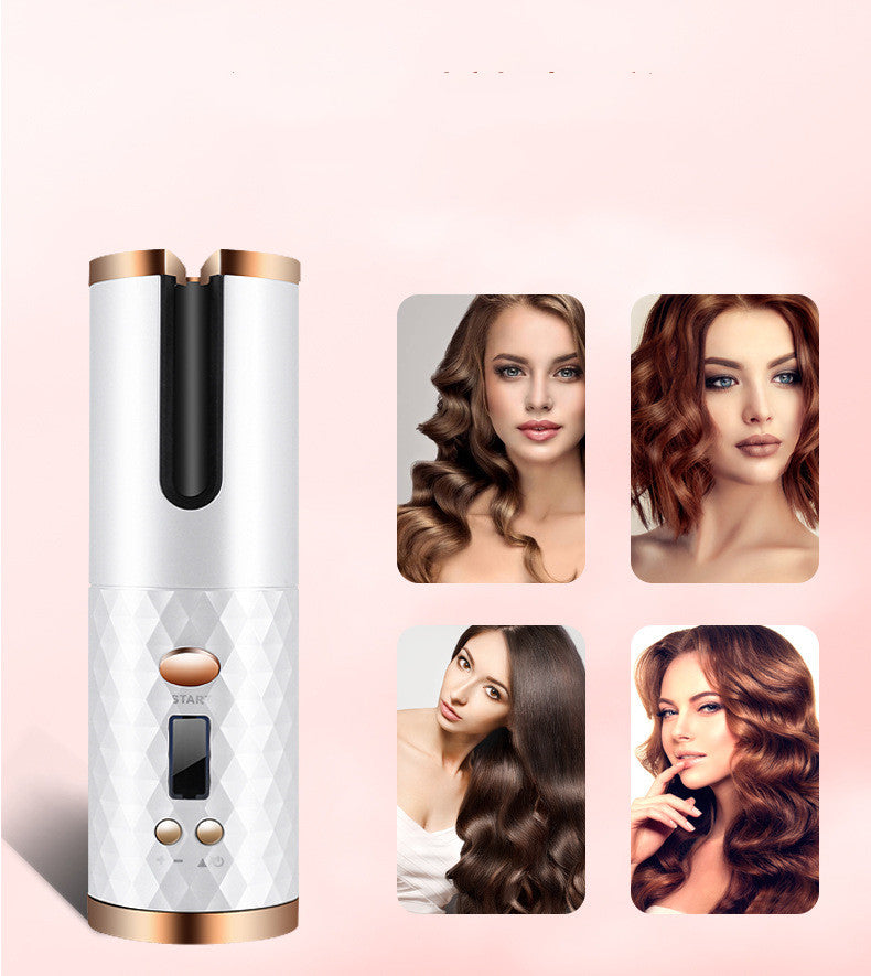 Cordless Automatic Hair Curler – Rechargeable Rotating Ceramic Styler with LCD Display & Anti-Tangle Tech | Holiday Glow Collection