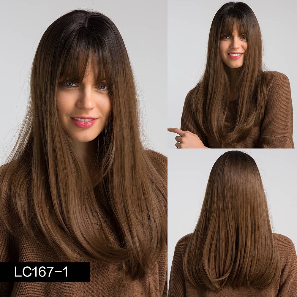 The "Parisian Chic" Ombré Fringe Wig | Premium Vegan Silk (Heat Resistant & Natural Flow)