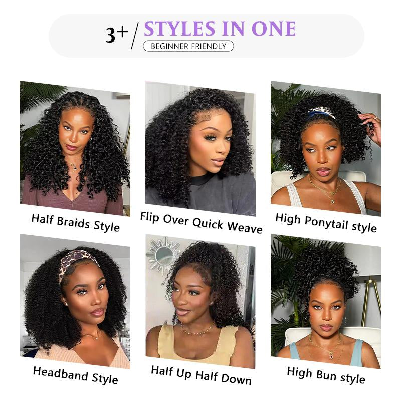 The "Afro-Luxe" Kinky Curly Half Wig | 3-in-1 Invisible Blend (200% Density & Glueless)