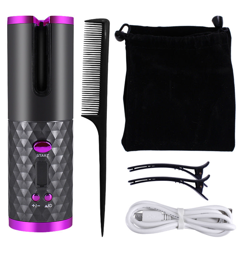 Cordless Automatic Hair Curler – Rechargeable Rotating Ceramic Styler with LCD Display & Anti-Tangle Tech | Holiday Glow Collection