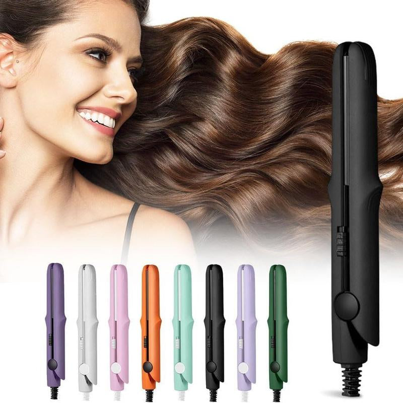 The "Jetsetter" Mini 2-in-1 Flat Iron & Curling Wand | Ceramic Travel Styler (Portable & Anti-Frizz)