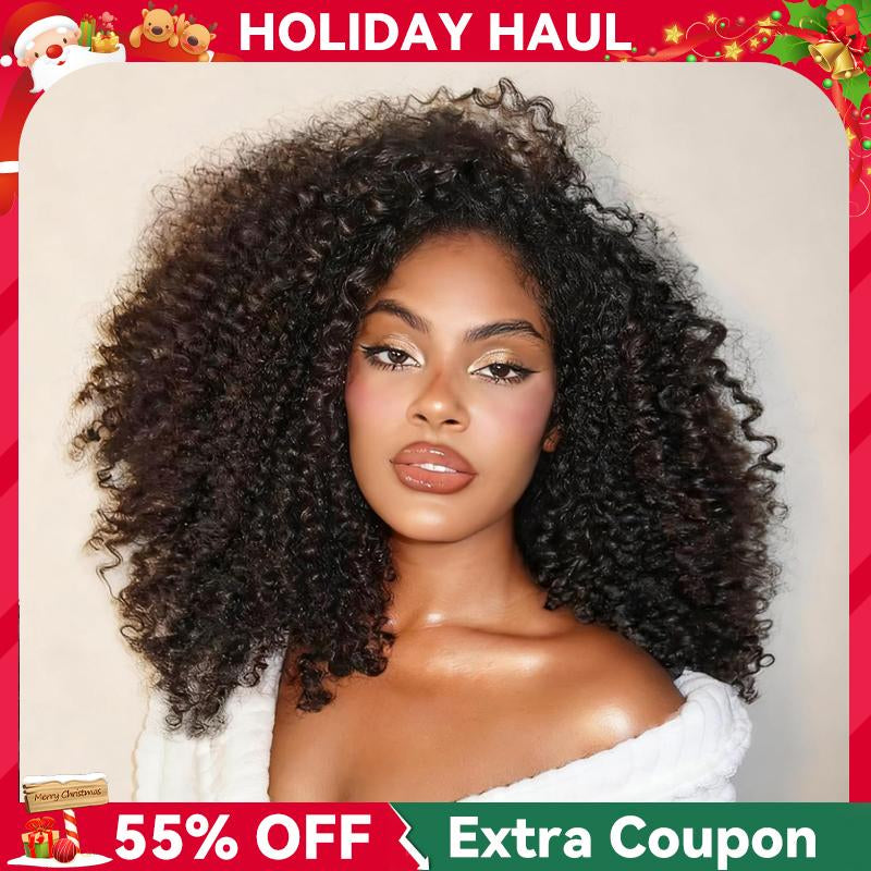 The "Afro-Luxe" Kinky Curly Half Wig | 3-in-1 Invisible Blend (200% Density & Glueless)