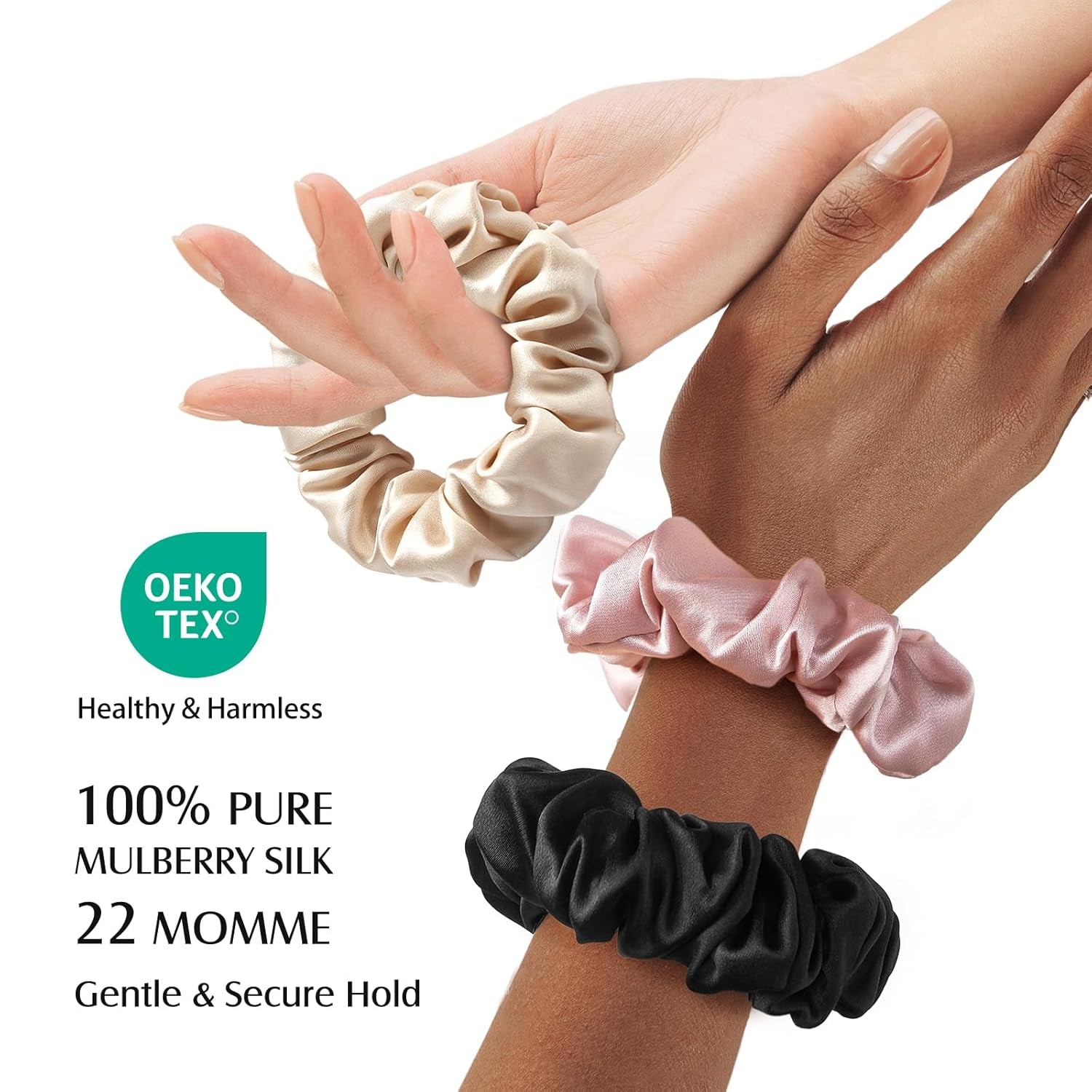 The "Royal Silk" Trio | 100% Pure Mulberry Silk Scrunchies (Anti-Breakage & Frizz-Free)